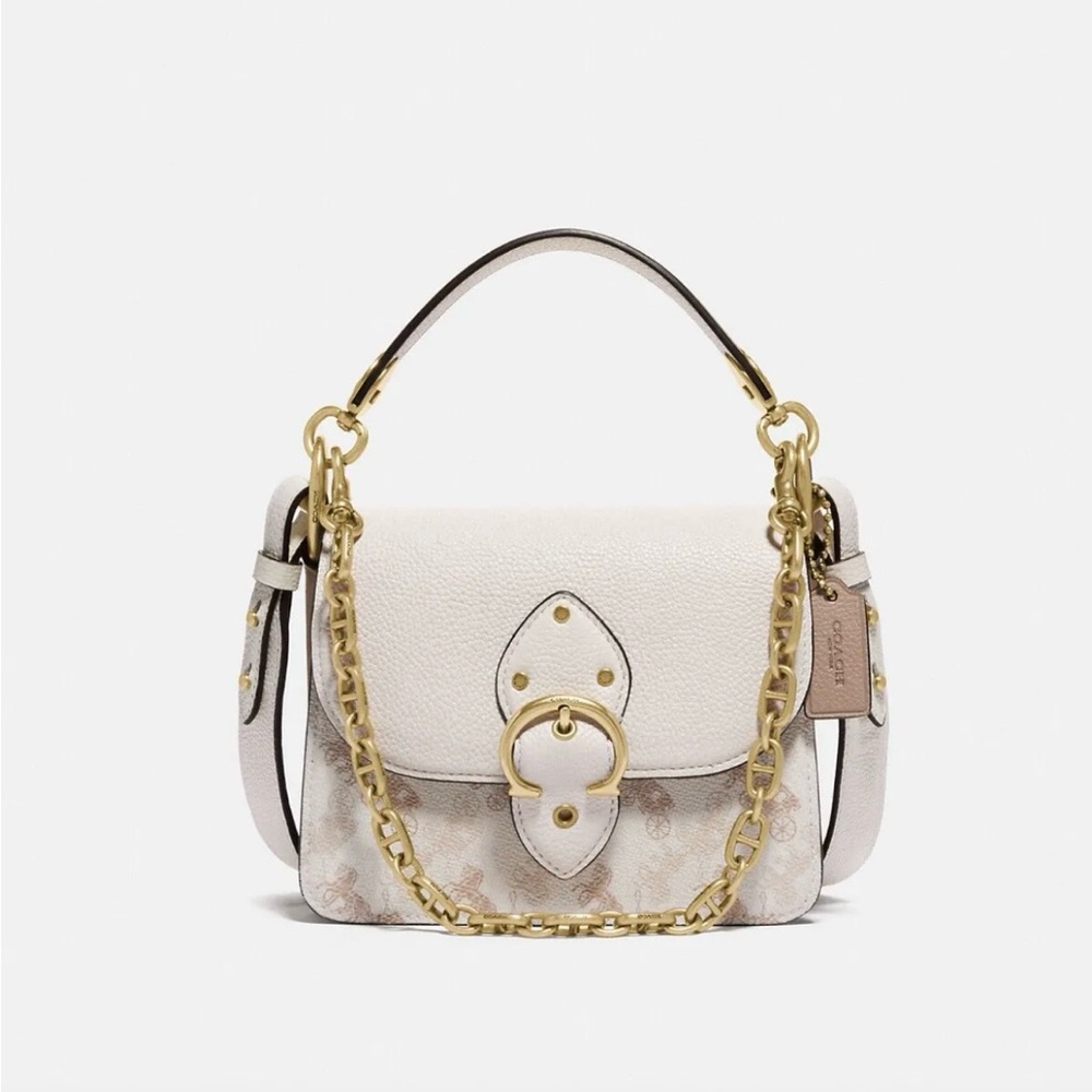 NWT Coach 4603 Beat 18 Shoulder Bag With Horse And Carriage Print Chalk
